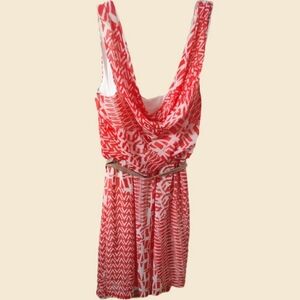 Sleeveless Belted Orange Dress